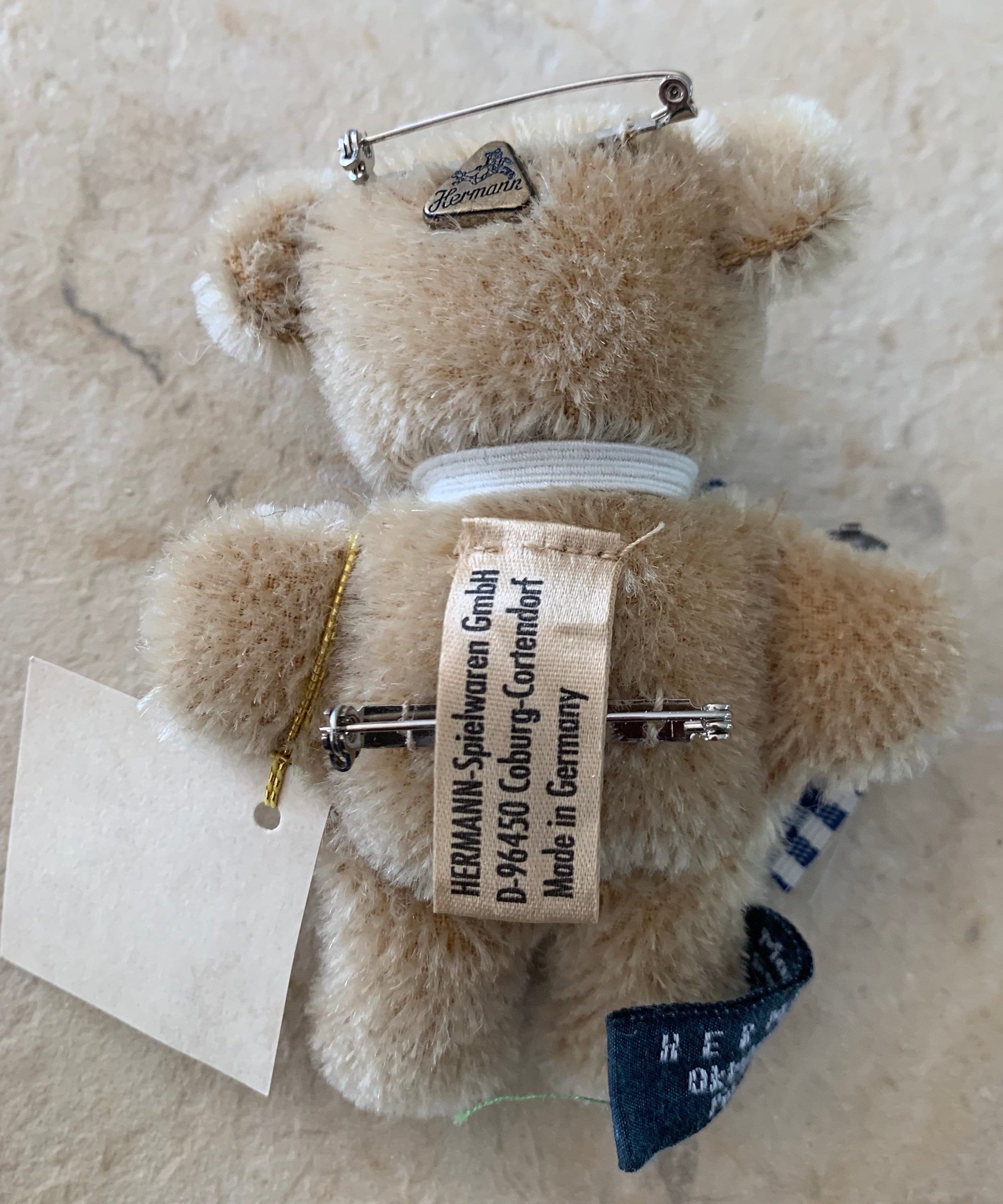 Cute Miniature Vintage Hermann Mohair Octoberfest Teddy Bear Pin Great Holiday Gift