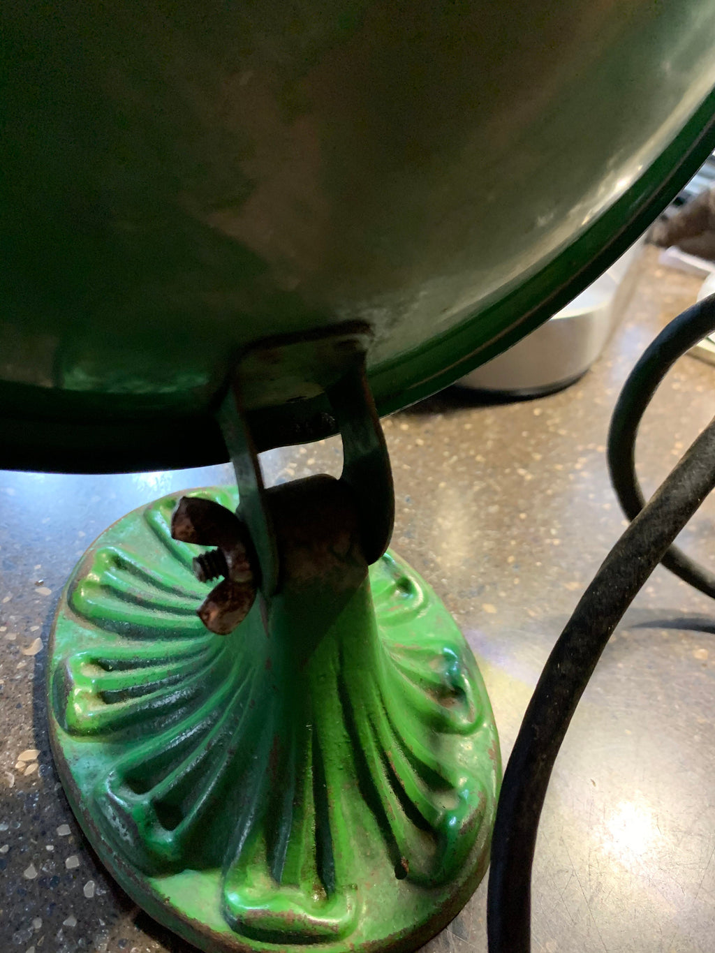 Unique Antique 1920's Painted Green Cast Iron Heat Lamp