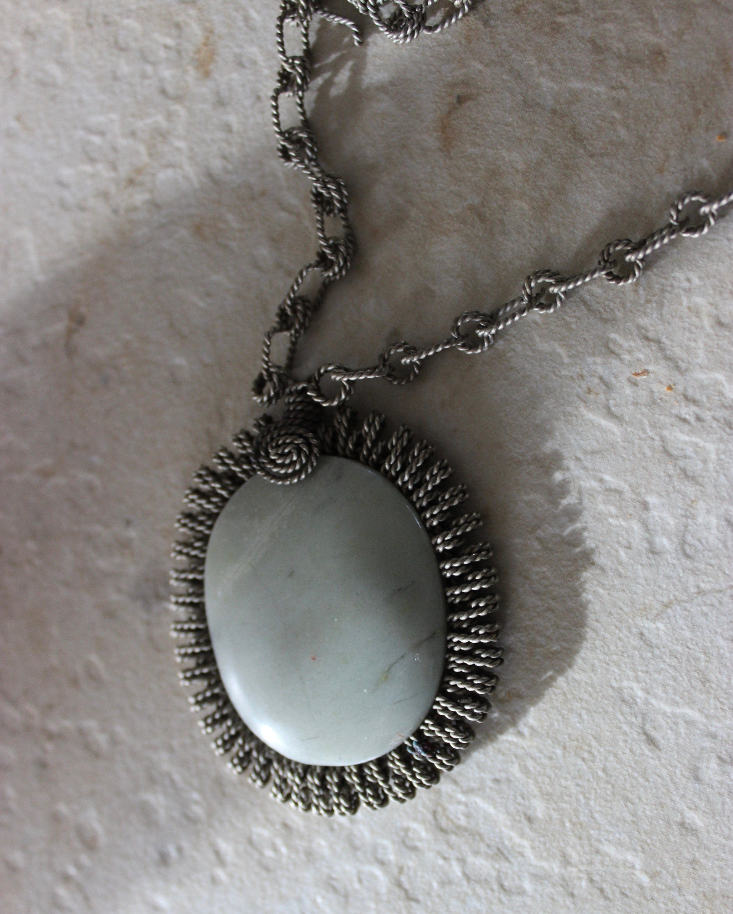 Beautiful Handmade Wire Wrap with Green Stone Necklace