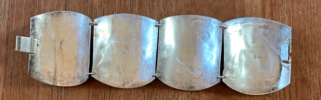 Vintage Peruvian 900 Sterling Silver Story Panel Bracelet