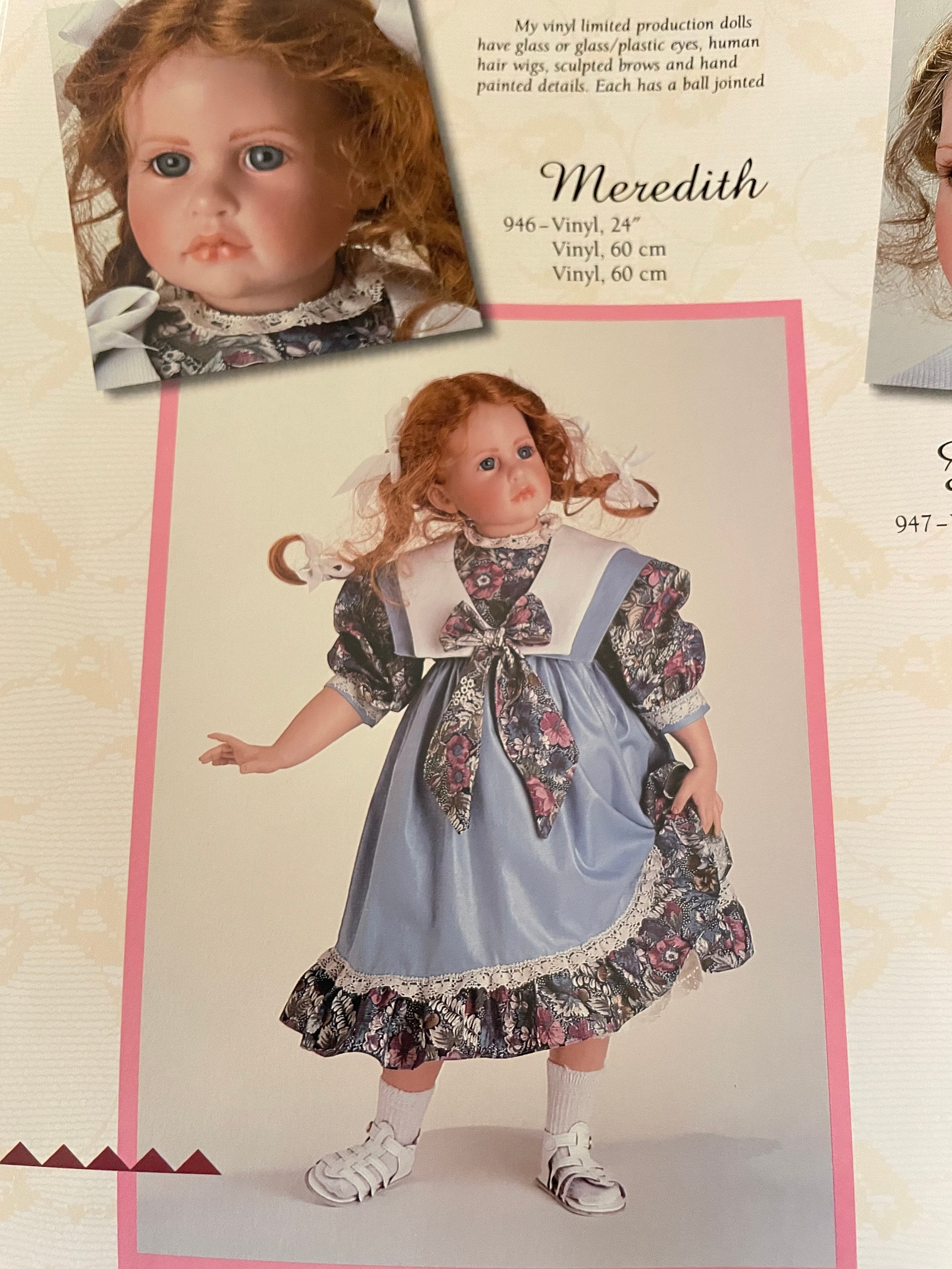 Rare Hildegard Gunzel Limited Edition Vinyl Doll Meredith With Glass Eyes and Hand Painted Features