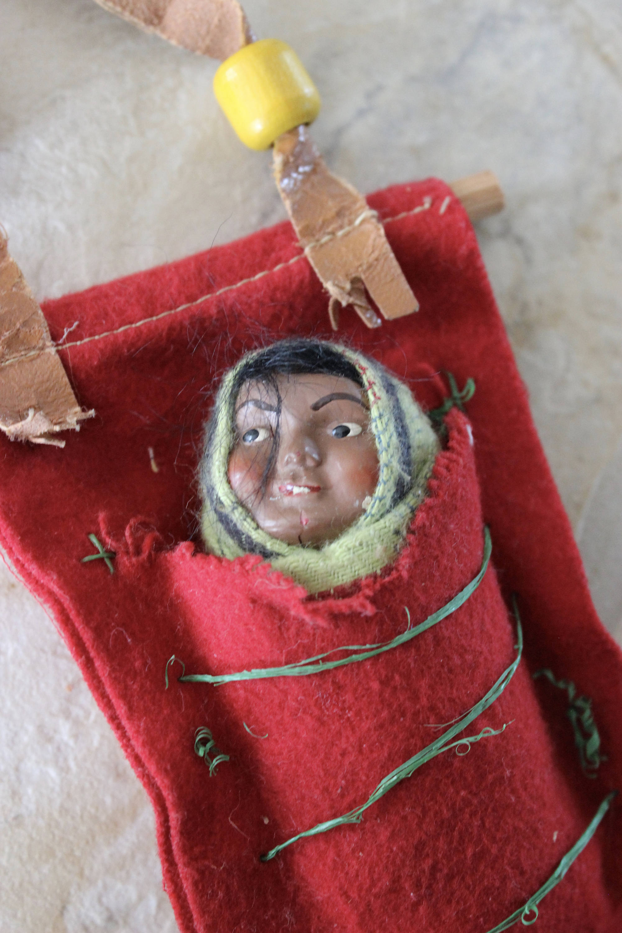 Vintage Skookum 1950's Miniature Native American Indian Baby in Papoose