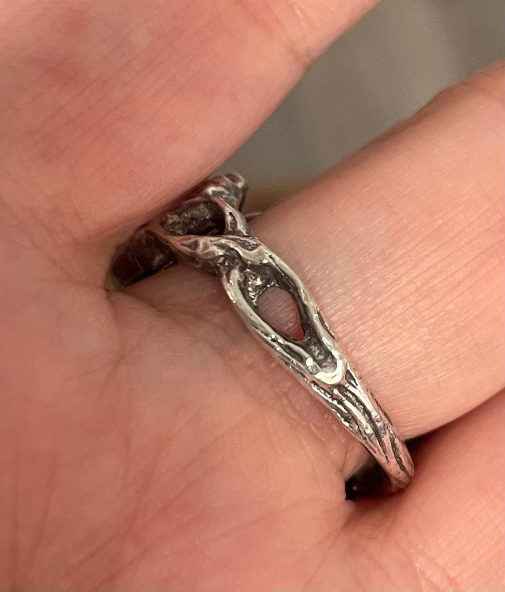 Unique Vintage Ladies Heavy Sterling Silver Rose Spoon Ring Size 10