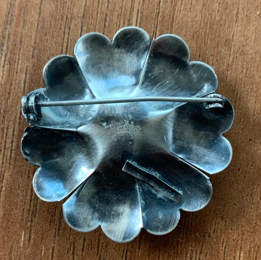 Vintage Custom Artist Signed Sterling By Legro Silver Flower Pin