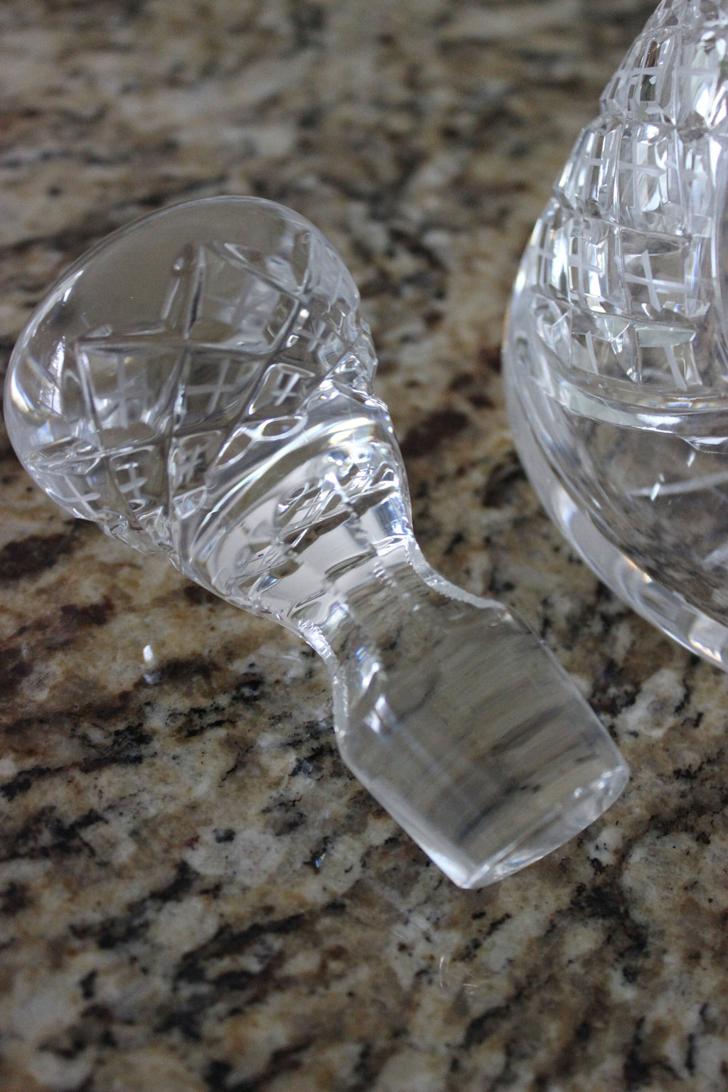 Stunning Vintage Heavy Cut Crystal Liquor Decanter with Etched Flowers Waterford
