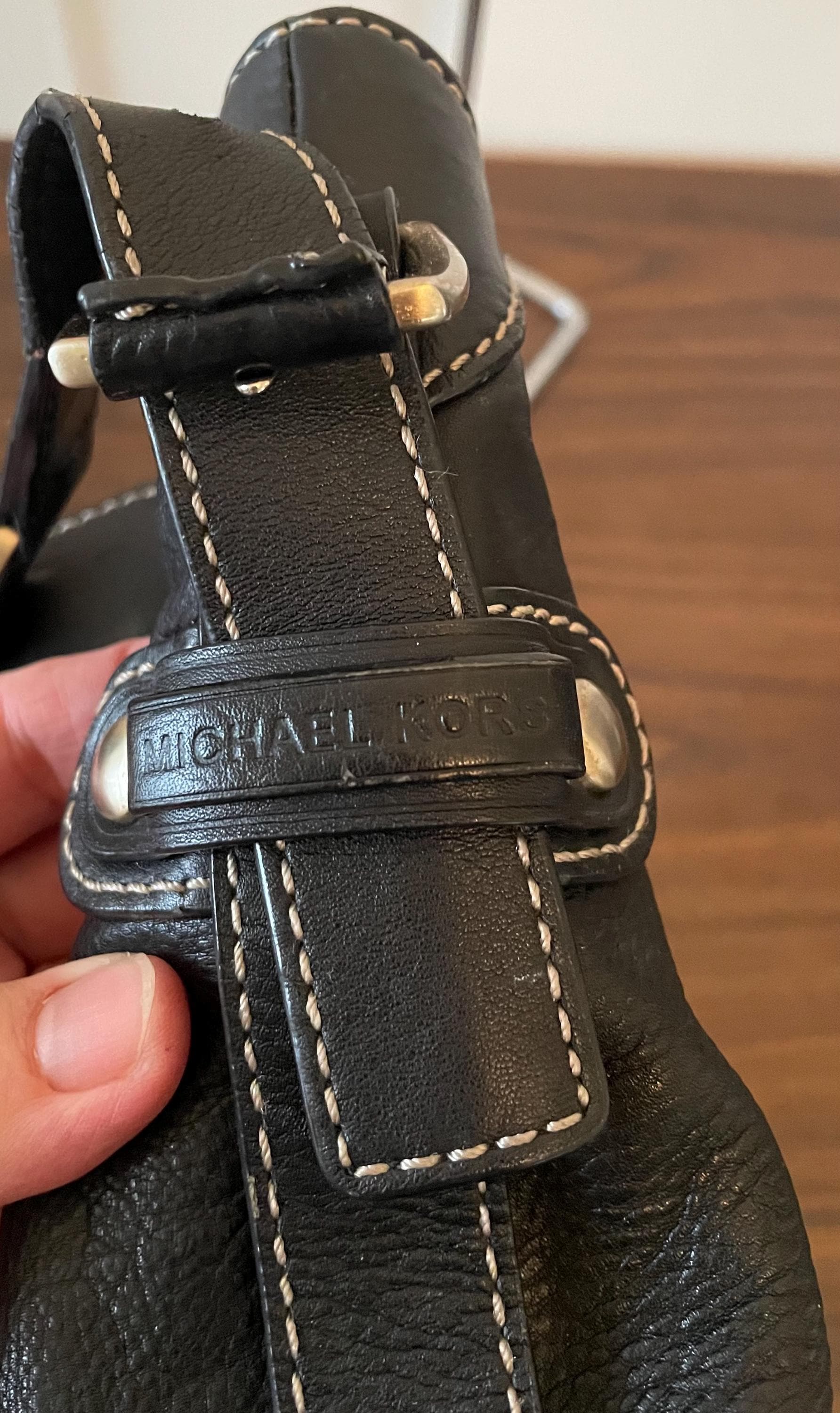 Vintage Genuine Black Leather Michael Kors Purse Shoulder Bag Top Handle