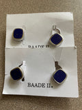Vintage Stainless Steel Lapis Lazuli Button Cuff Links