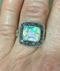 Beautiful Eye Catching Style Sterling Silver Abalone Ring Size 11