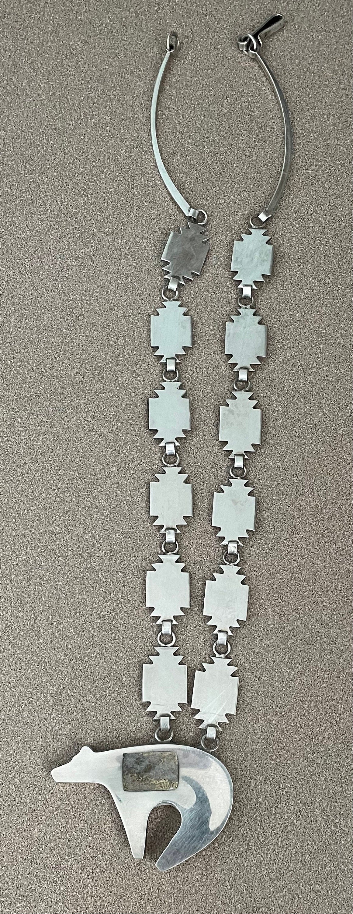 Navajo Spirit Bear Necklace .925 Silver Native American Artist C.80's