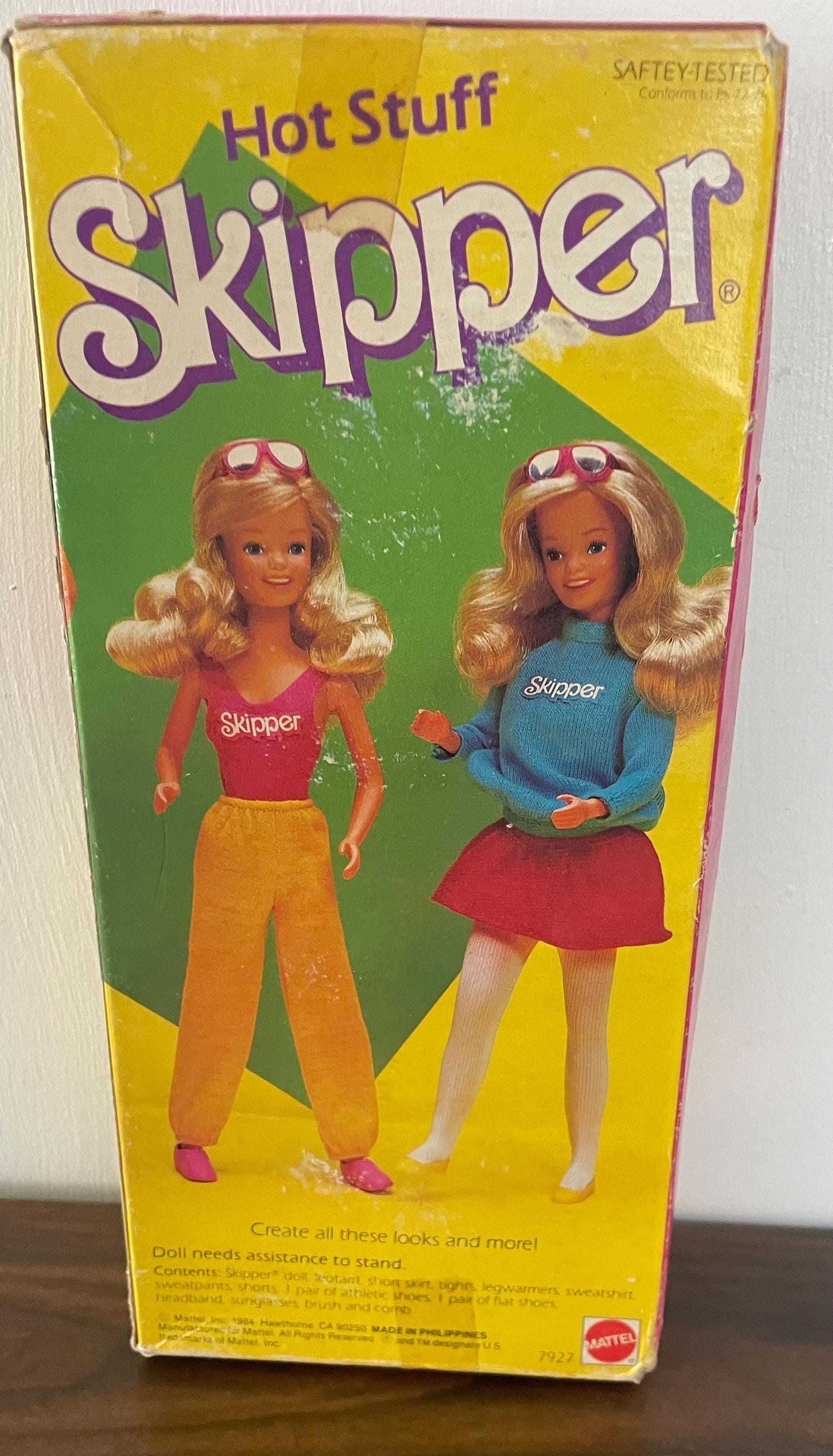 Vintage 1984 Hot Stuff Skipper Doll in Pink Box Hot Colors Mix and Match Outfits