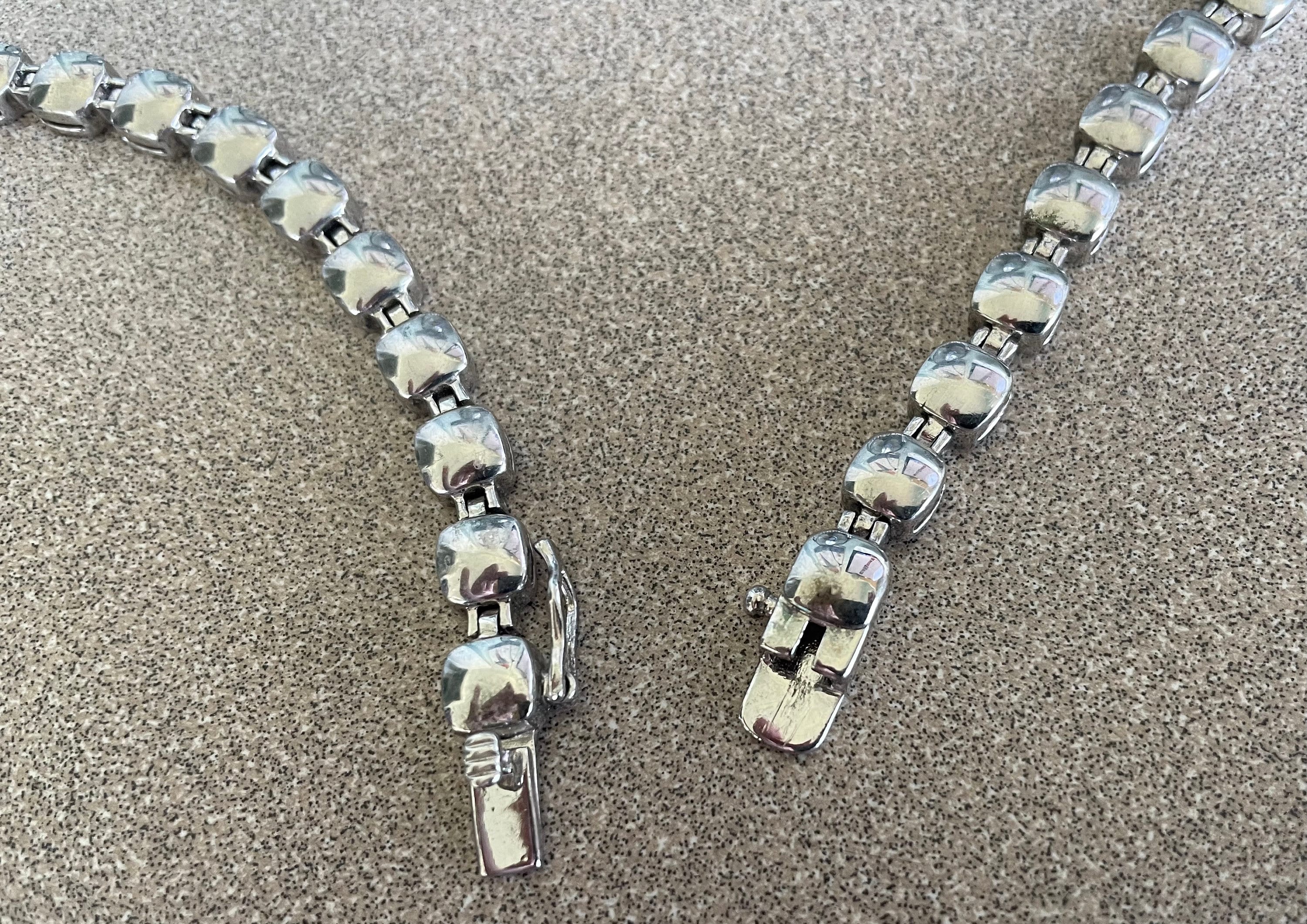 Beautiful Sterling Silver Precious Stones Necklace 1.56 Oz