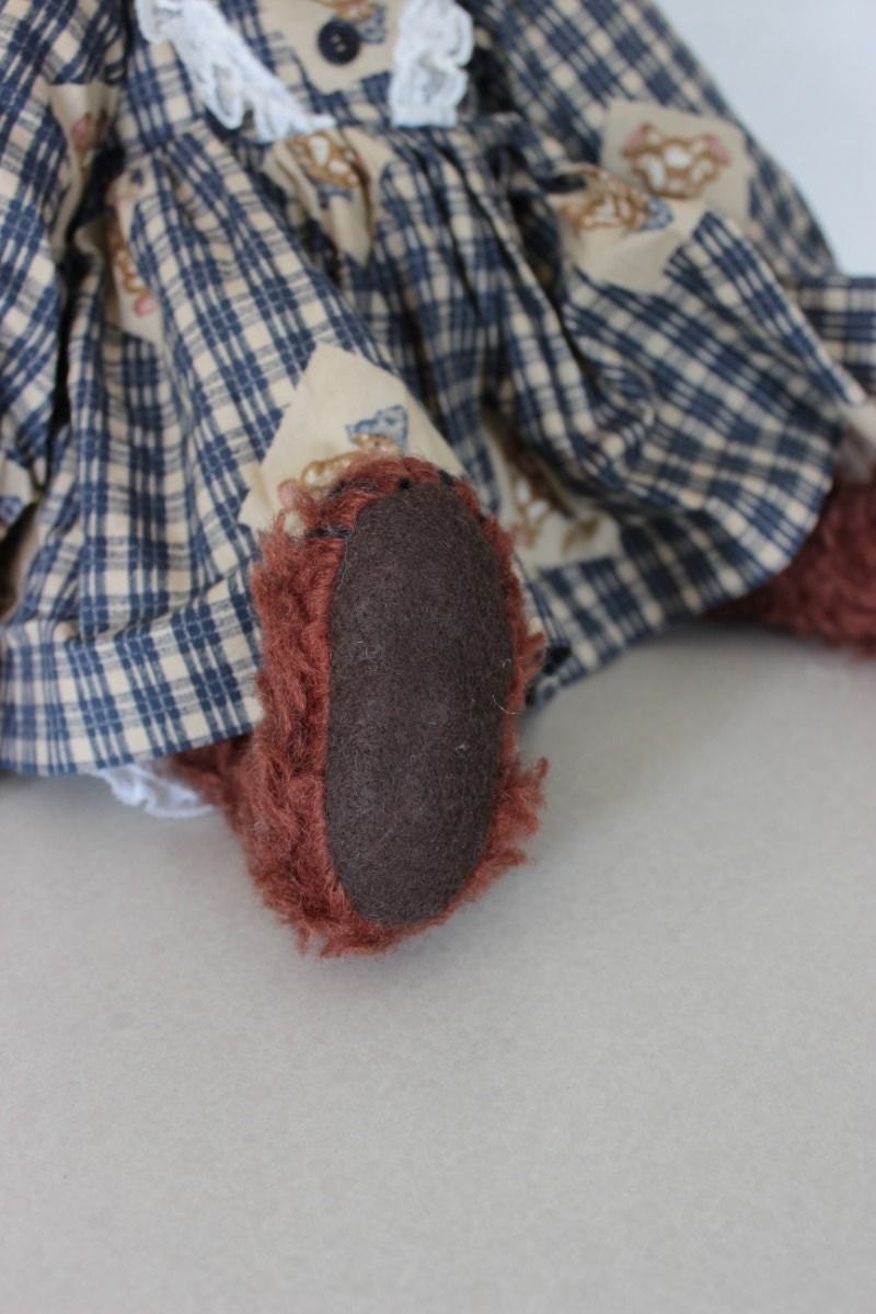 Old Vintage German Style Hump Back Teddy Bear Jointed and Dressed Center Seam