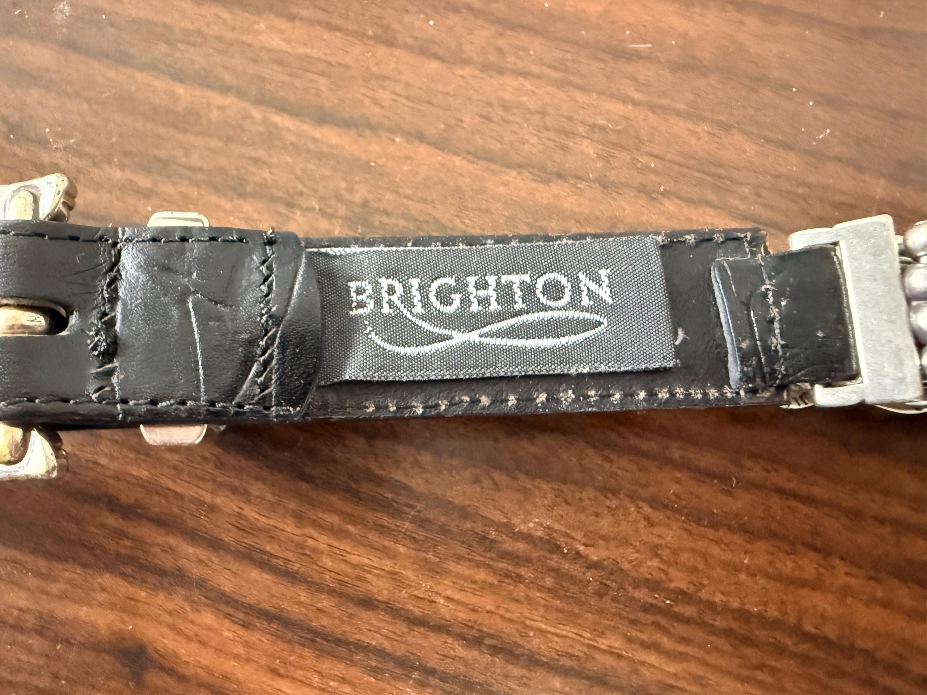 Beautiful Vintage Brighton Alligator Leather Silver Metal Embellished Size Small