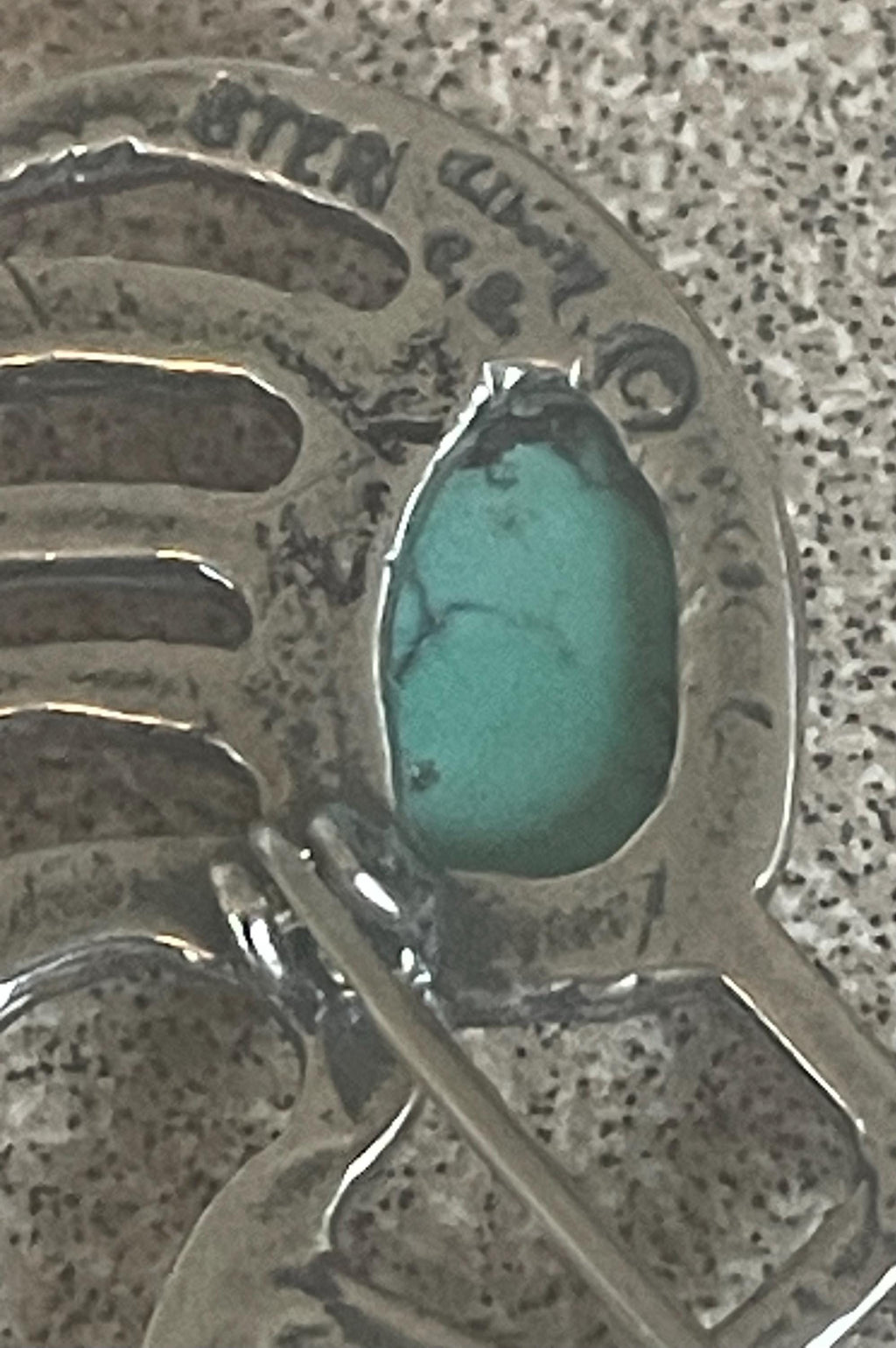 Artist Signed Vintage Native American Hopi Kokopelli Dancer Sterling Silver Turquoise Brooch Pin