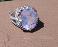 Judith Ripka Sterling Silver Pink Quartz Rhodolite Garnet Ring Size 6