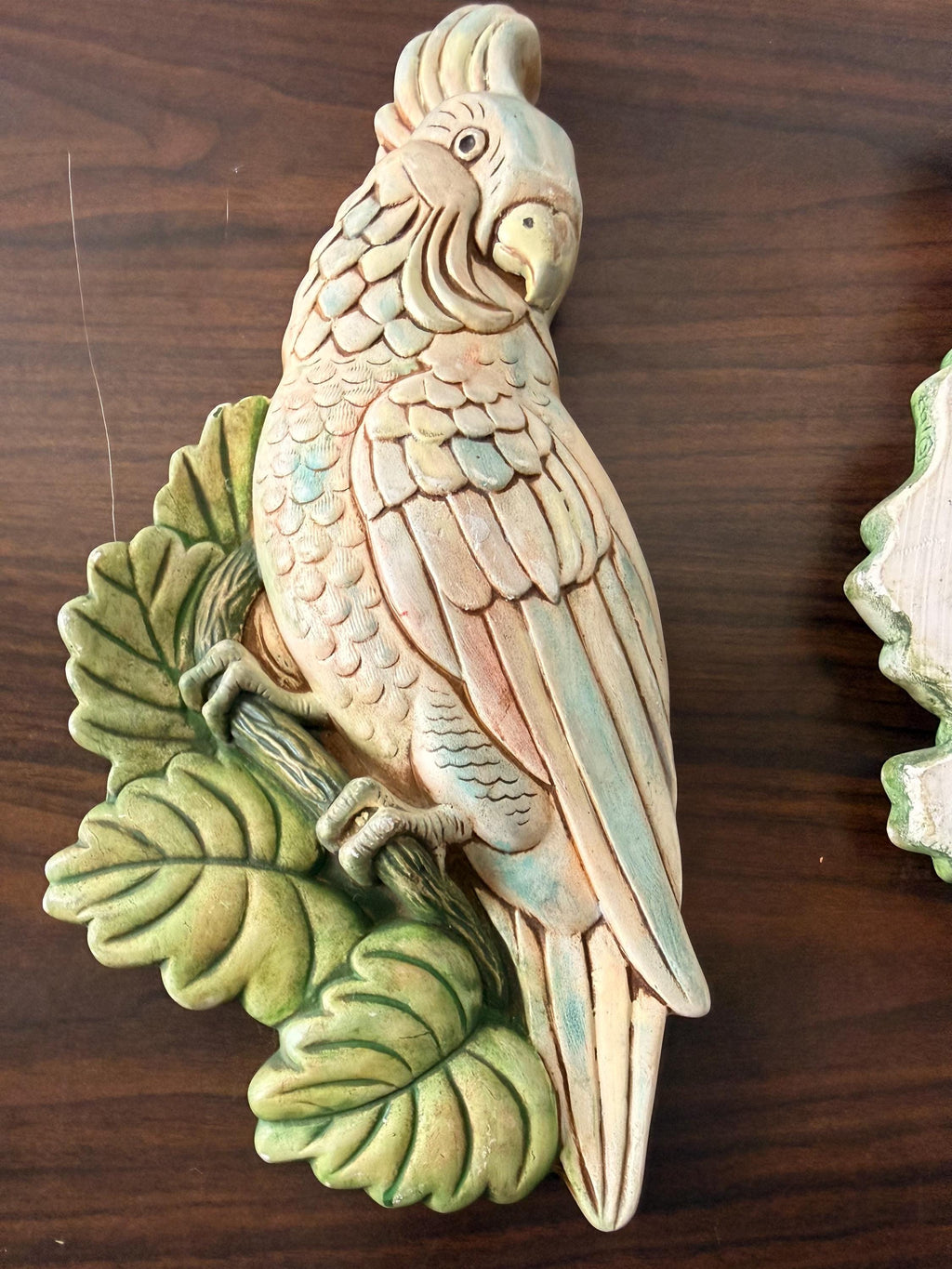 Vintage Miller Studios Chalkware Set of 2 Cockatoo's Wall Hangings