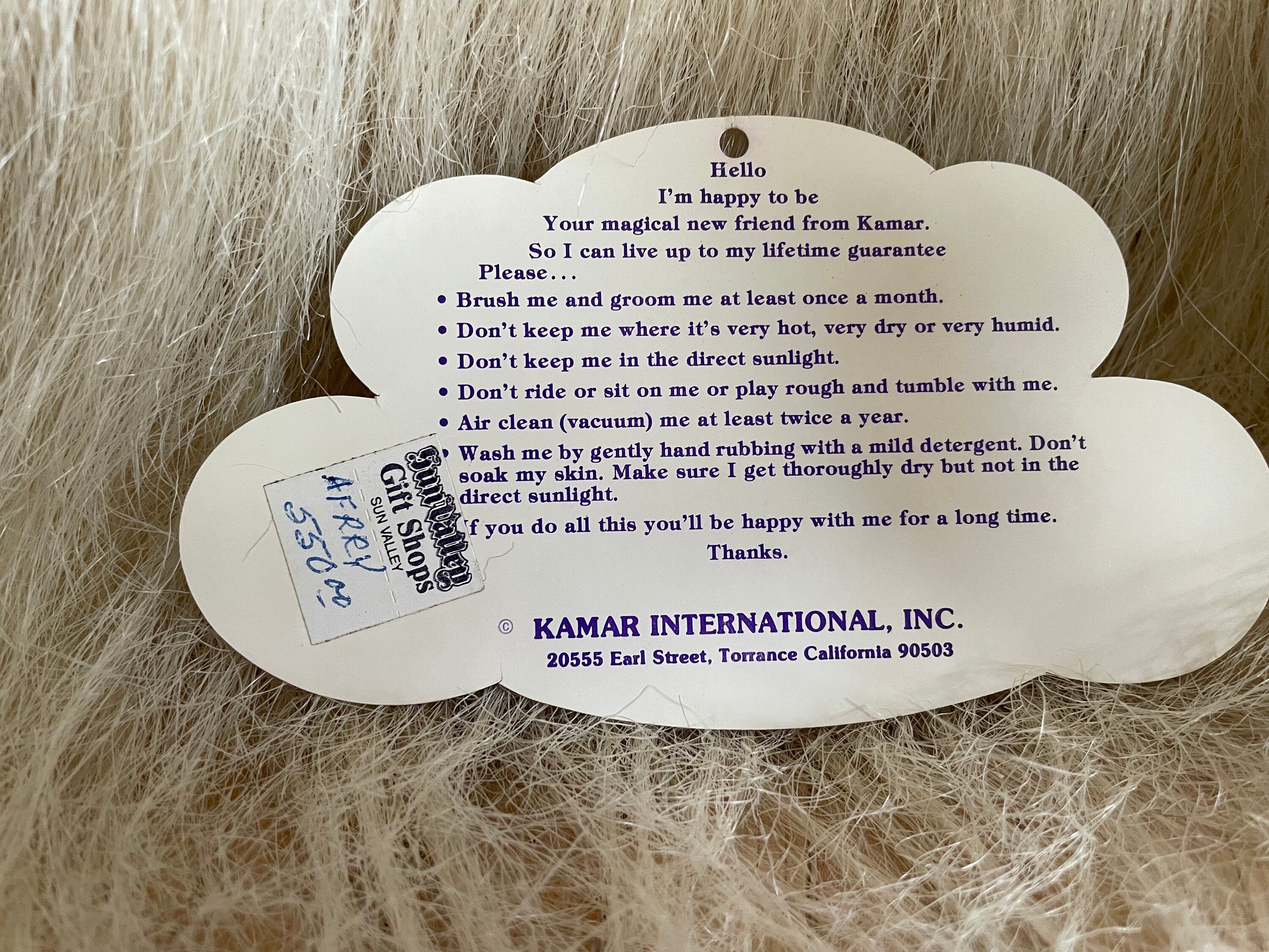 Large Vintage Kamar International Long Blonde Mohair Gorilla