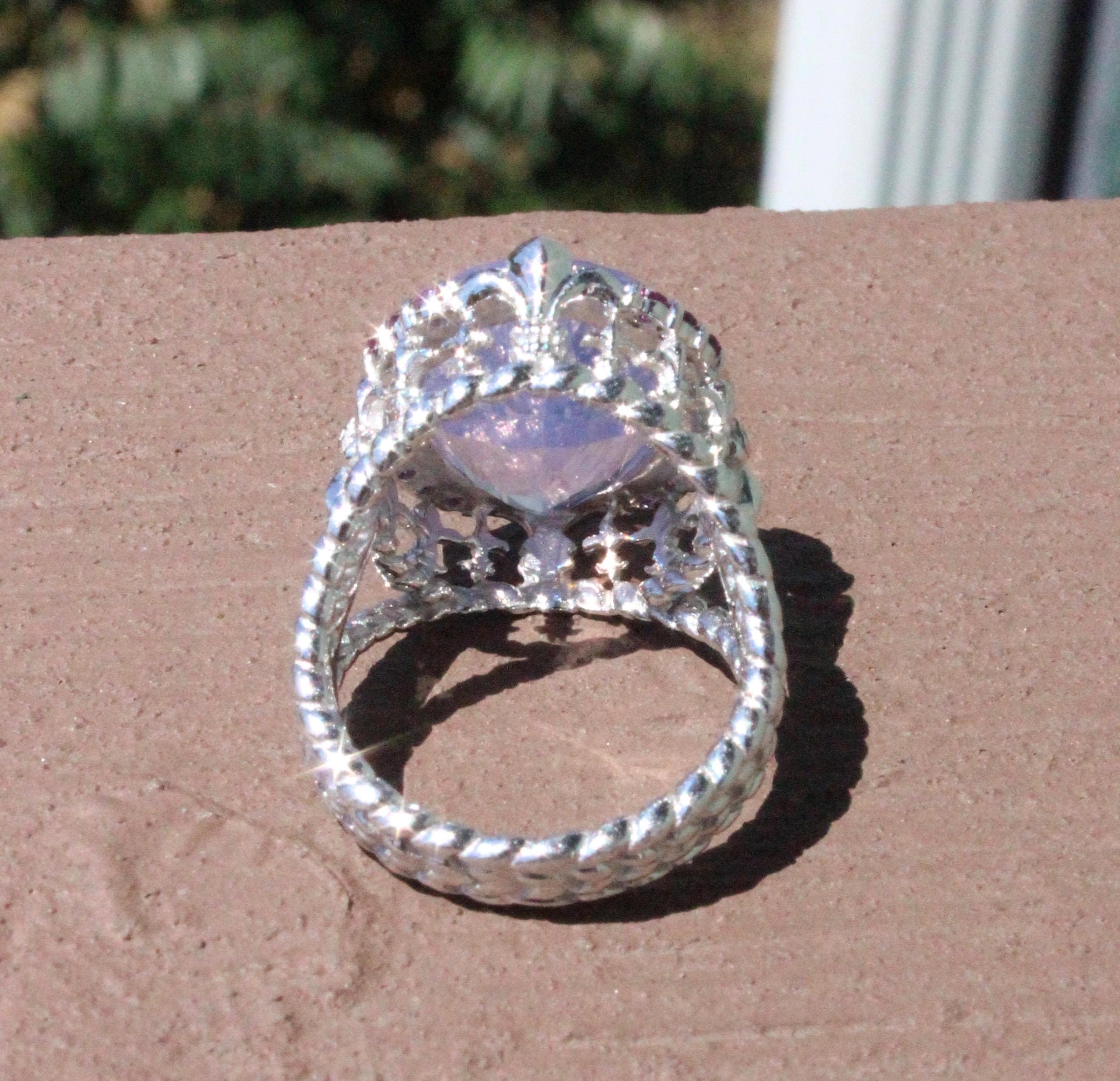 Judith Ripka Sterling Silver Pink Quartz Rhodolite Garnet Ring Size 6