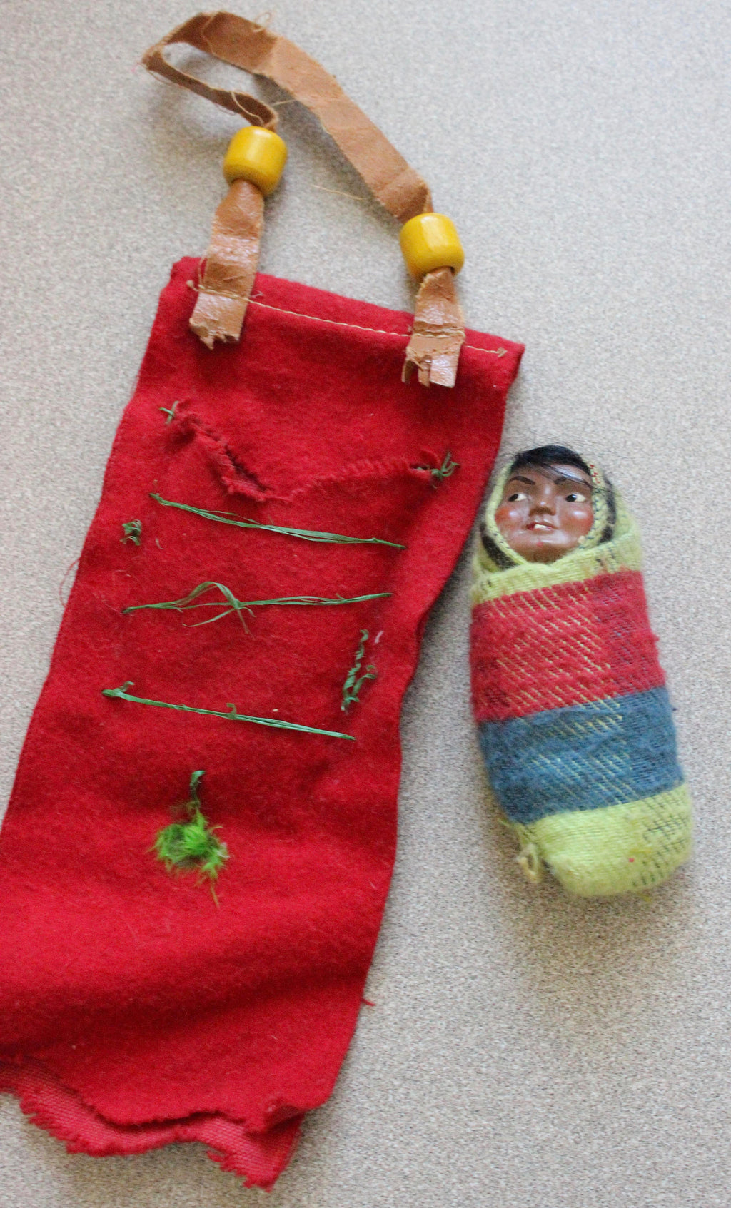Vintage Skookum 1950's Miniature Native American Indian Baby in Papoose