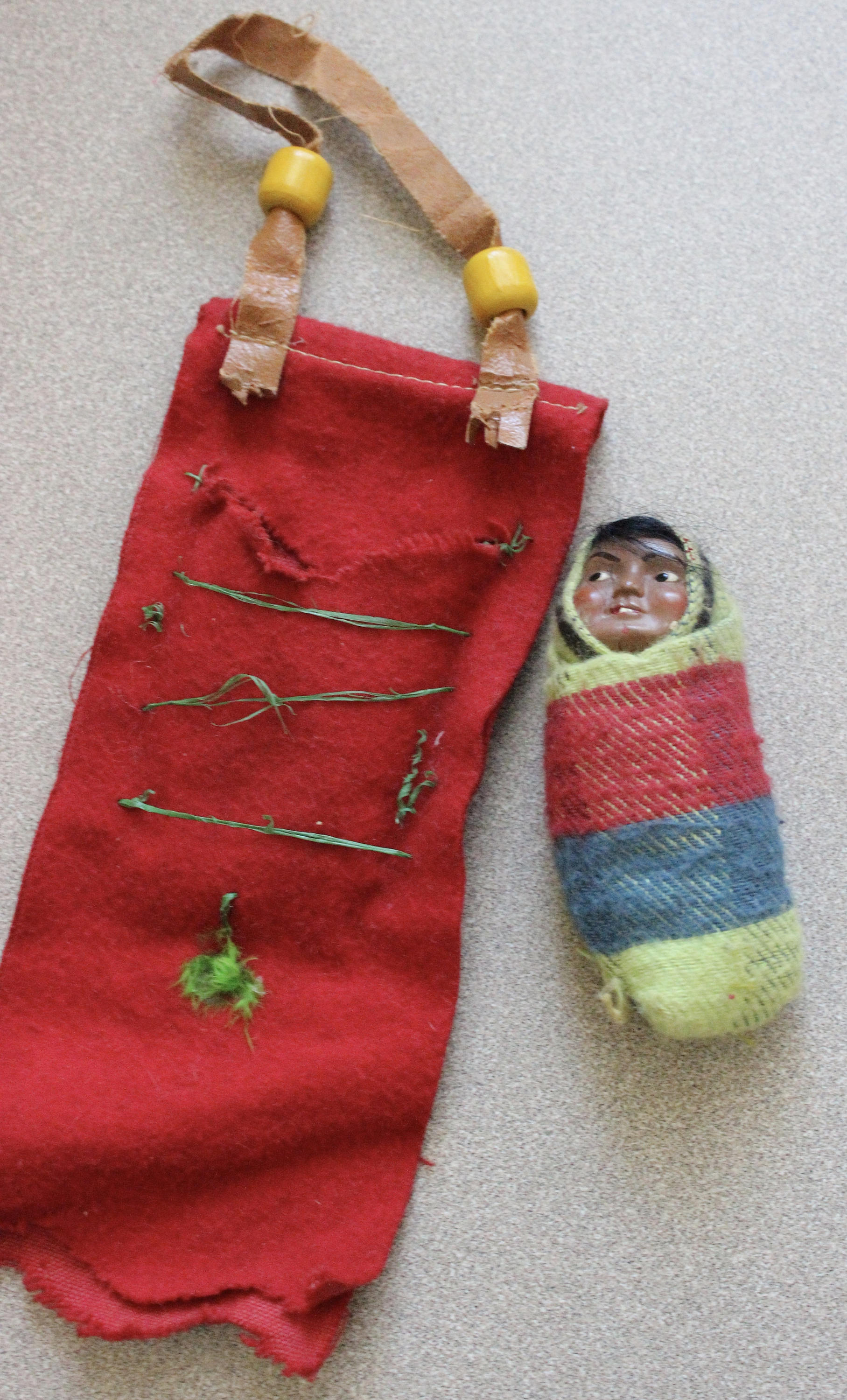 Vintage Skookum 1950's Miniature Native American Indian Baby in Papoose