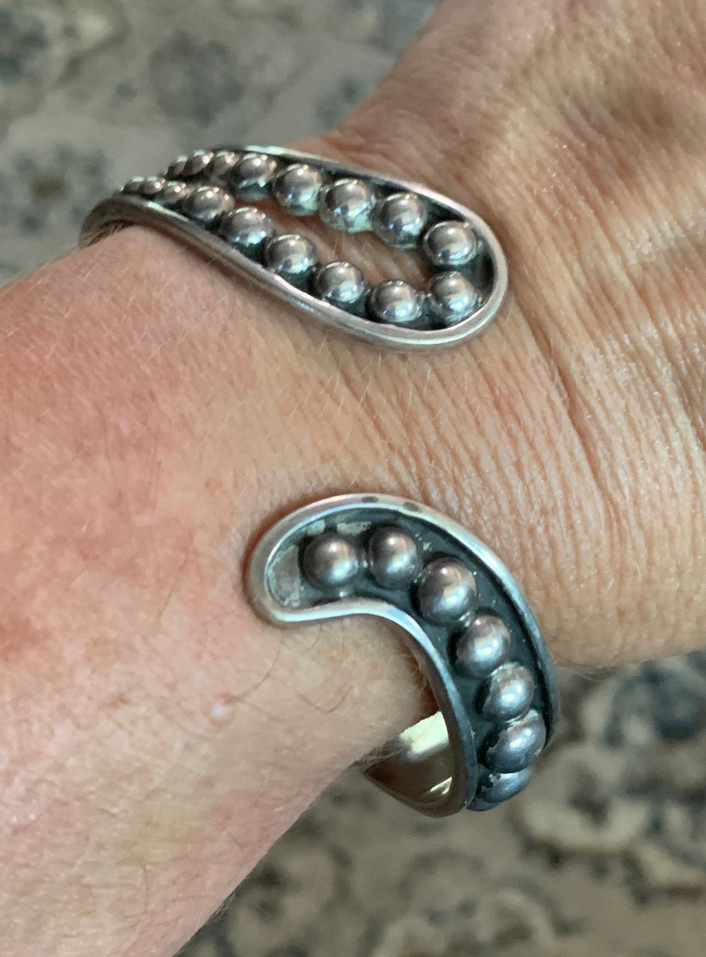 Vintage Taxco Mexico Sterling Silver Hinged  Bracelet