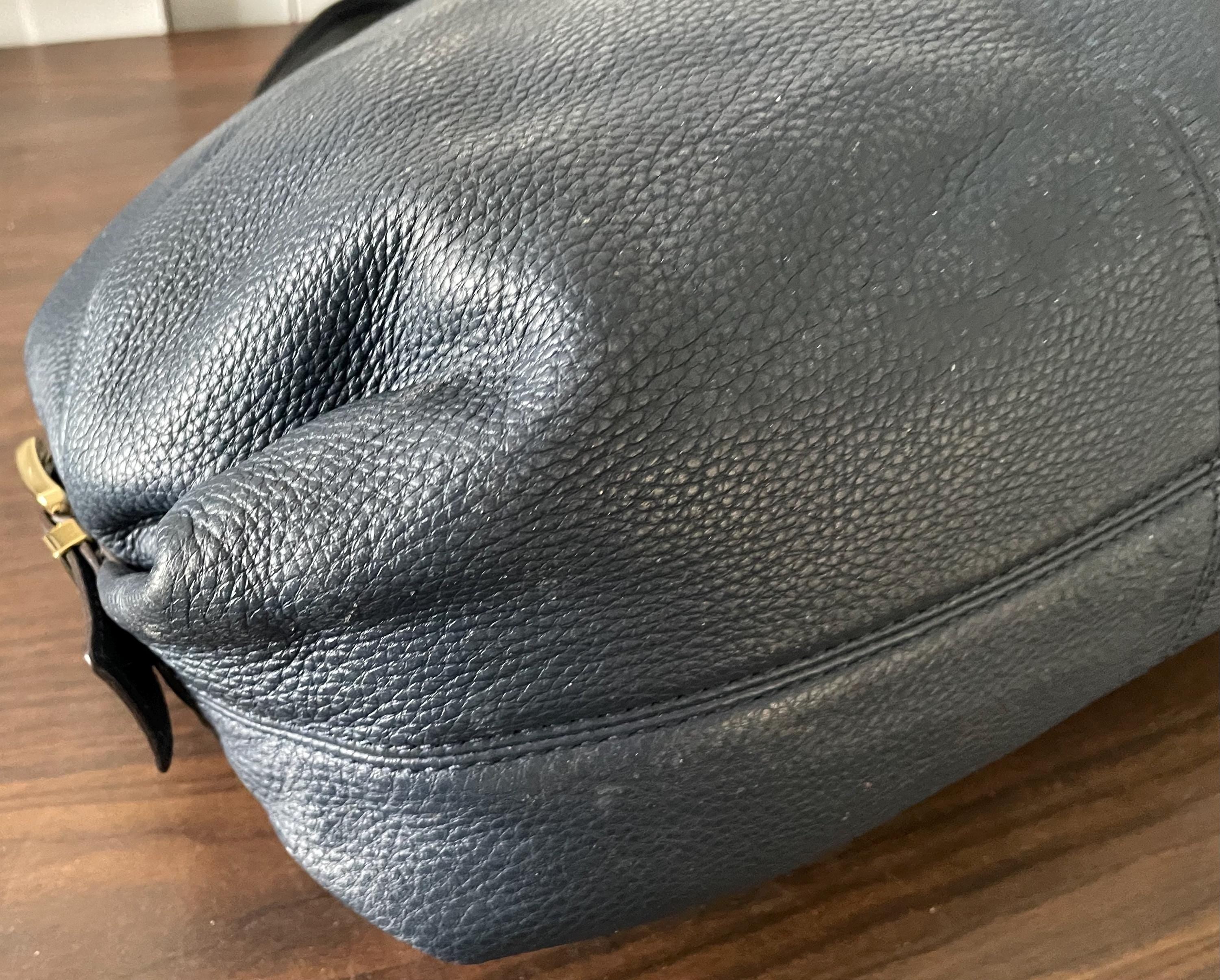 Vintage Genuine Navy Blue Leather Michael Kors Purse Shoulder Bag Double Handle