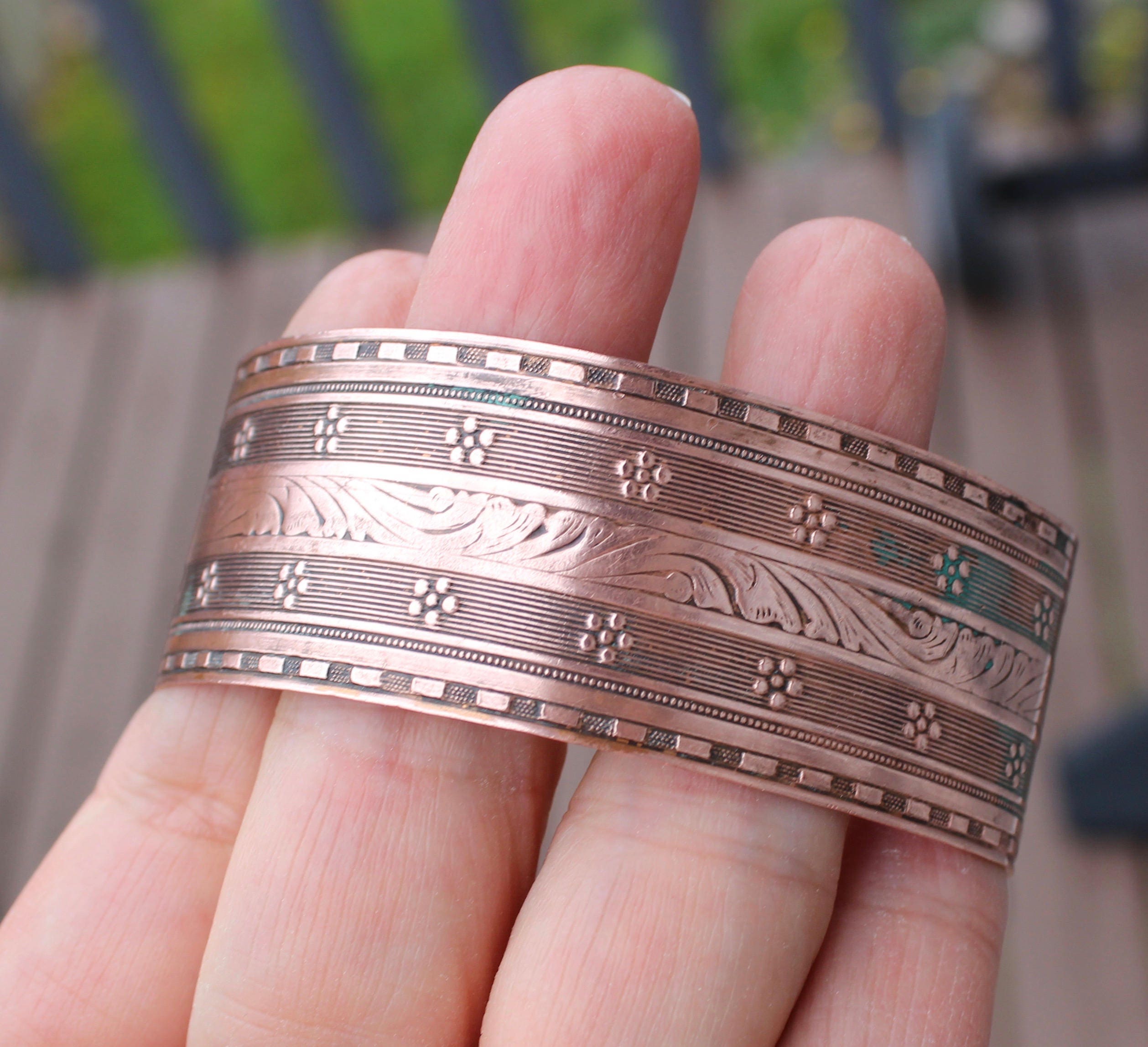 Ornate Vintage Wide 100% Copper Cuff Bracelet