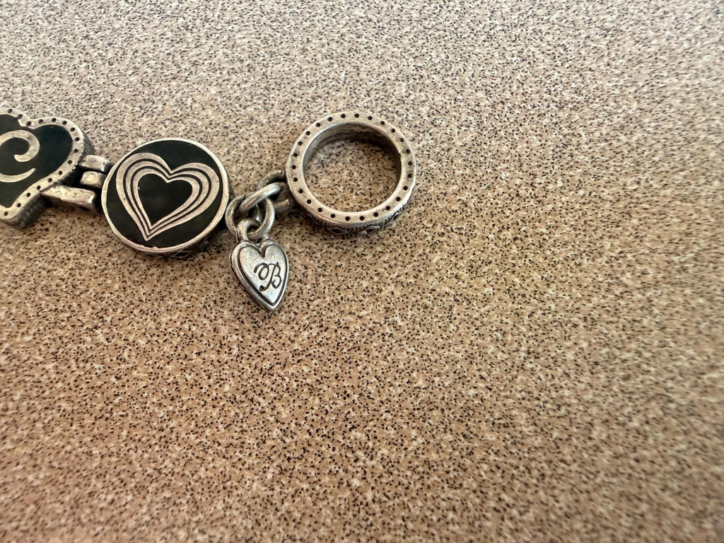 Vintage Brighton Black Enamel Heart Toggle Panel Bracelet