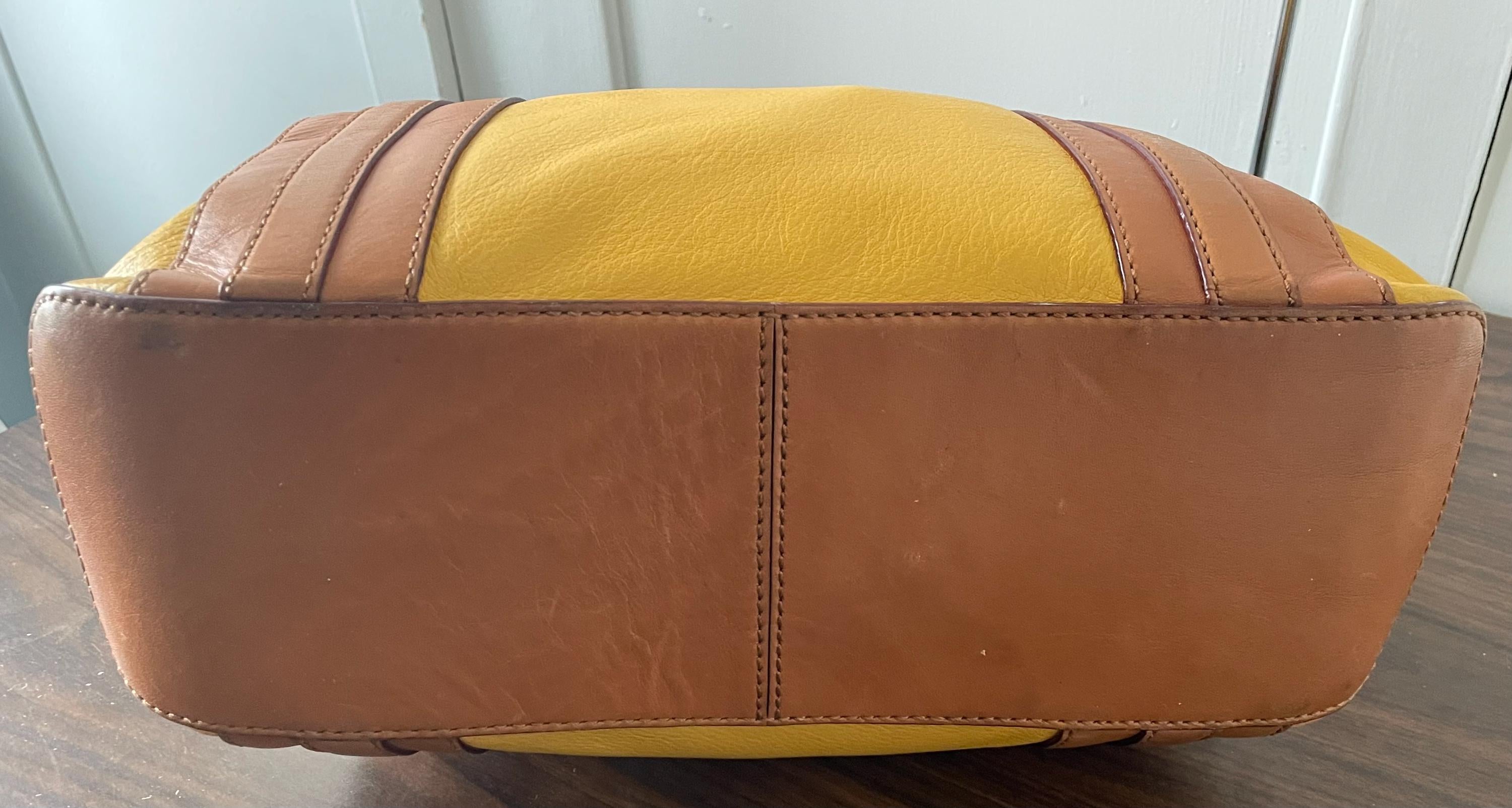 Vintage Genuine Kate Spade New York Brown and Golden Yellow Purse with Top Handles
