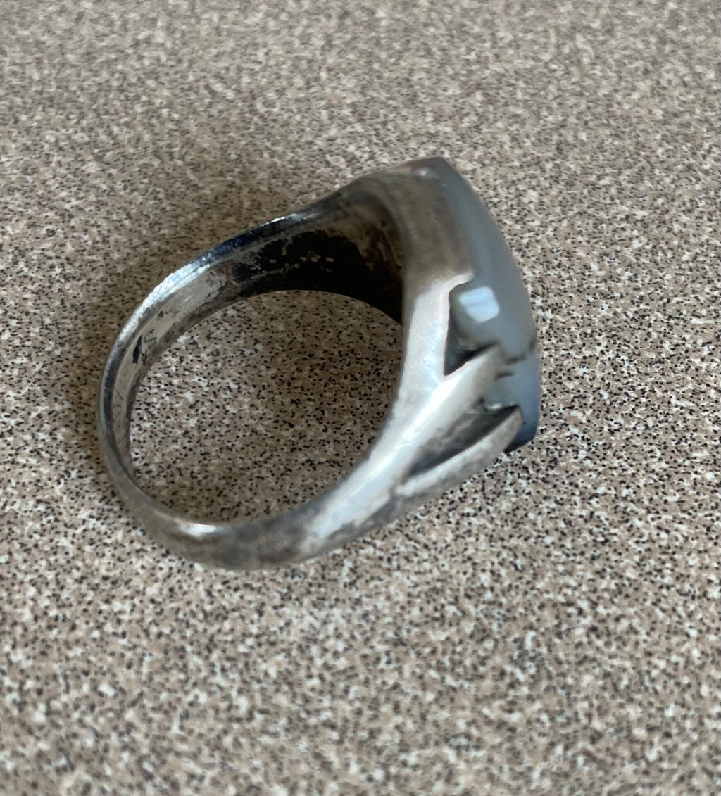 Beautiful Vintage 1940's Agate Sterling Silver Ring Size 10