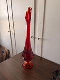Vintage L.E.Smith MCM Simplicity Glass Amberbina Red Flame Rare Size 23" Tall