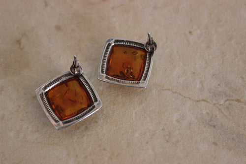Beautiful Baltic Amber and Sterling Silver Post Earrings