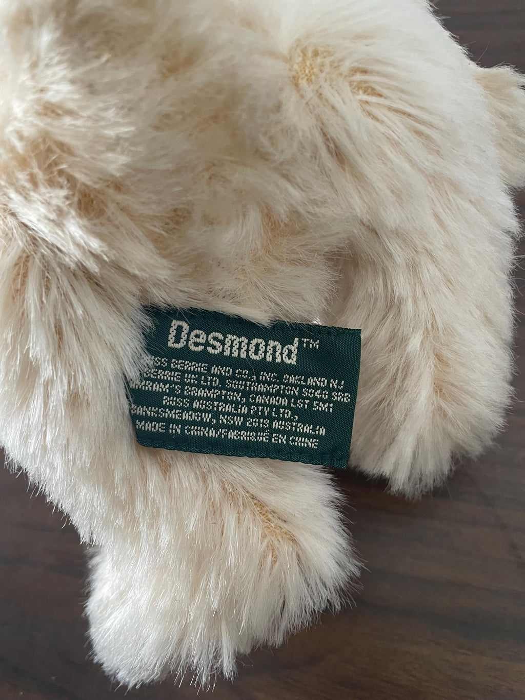 Vintage Russ Berrie Teddy Bear Desmond with Original Ear Tag