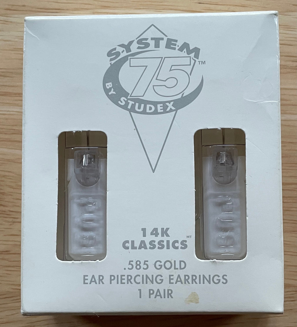 Studex 14k .585 White Gold Tiffany Cubic Ear Piercing Earrings