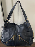 Vintage Genuine Navy Blue Leather Michael Kors Purse Shoulder Bag Double Handle