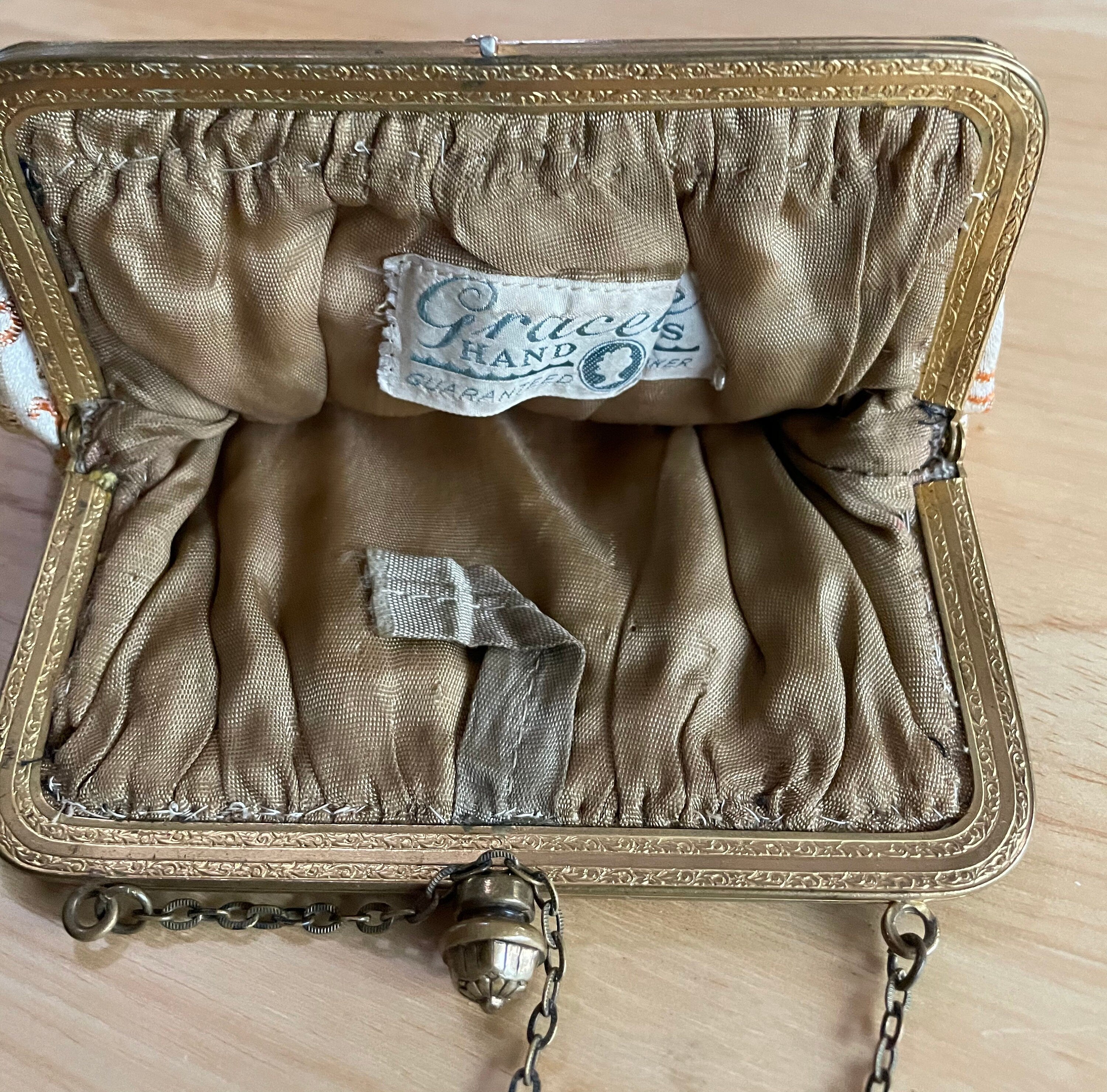 Beautiful 1940's Graceline Paisley Purse with Garnet Stones