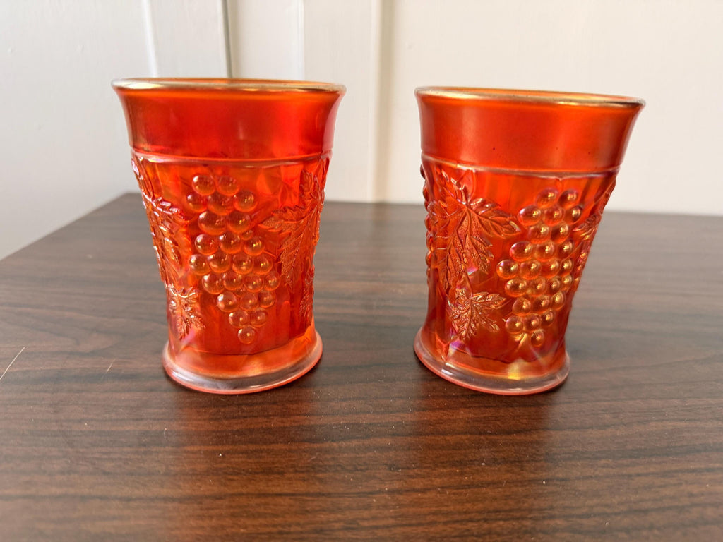 Vintage Vintage Pair of Northwood  Marigold Carnival Glass Grape Cups