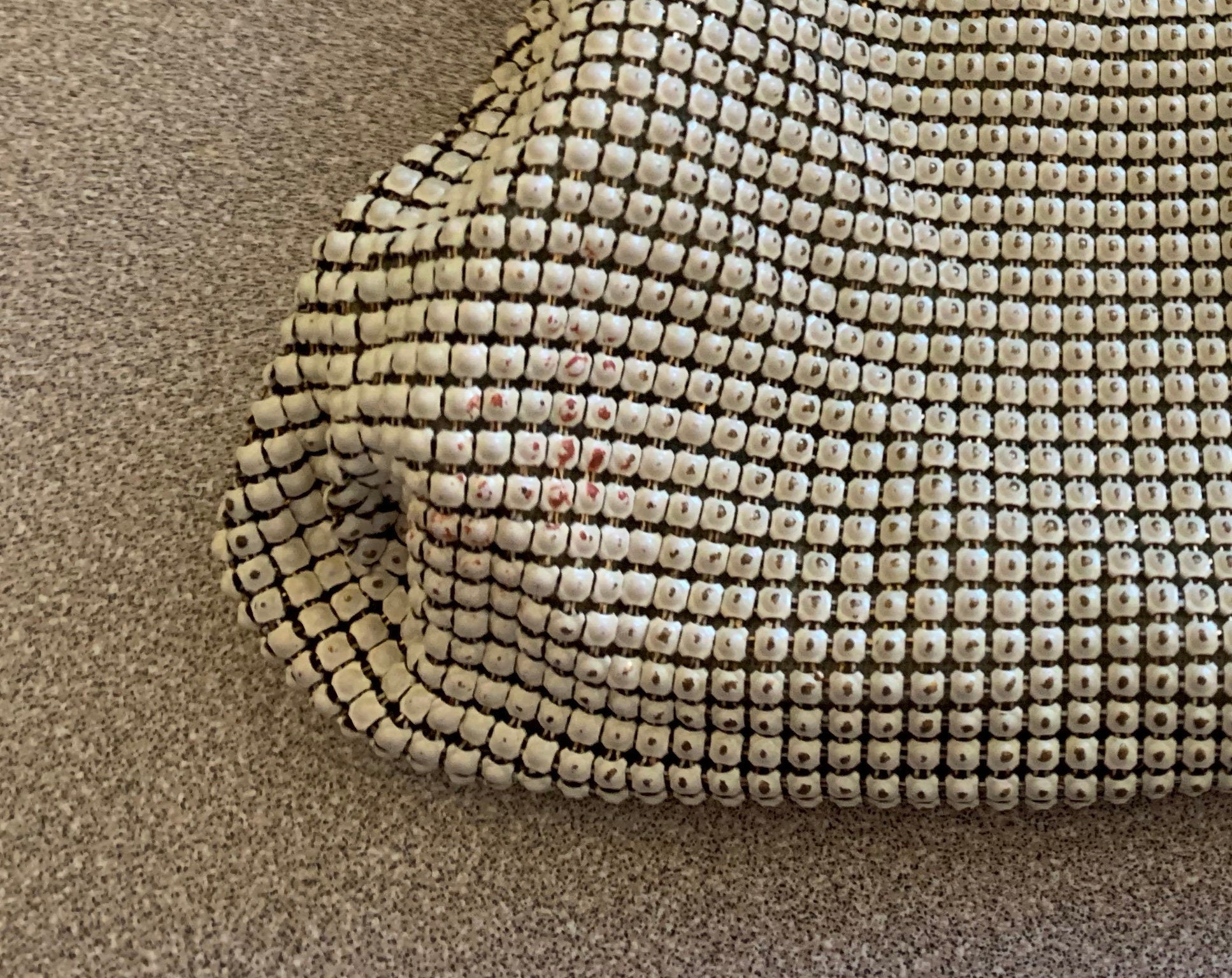 Antique Whiting Davis White Mesh Clutch Purse