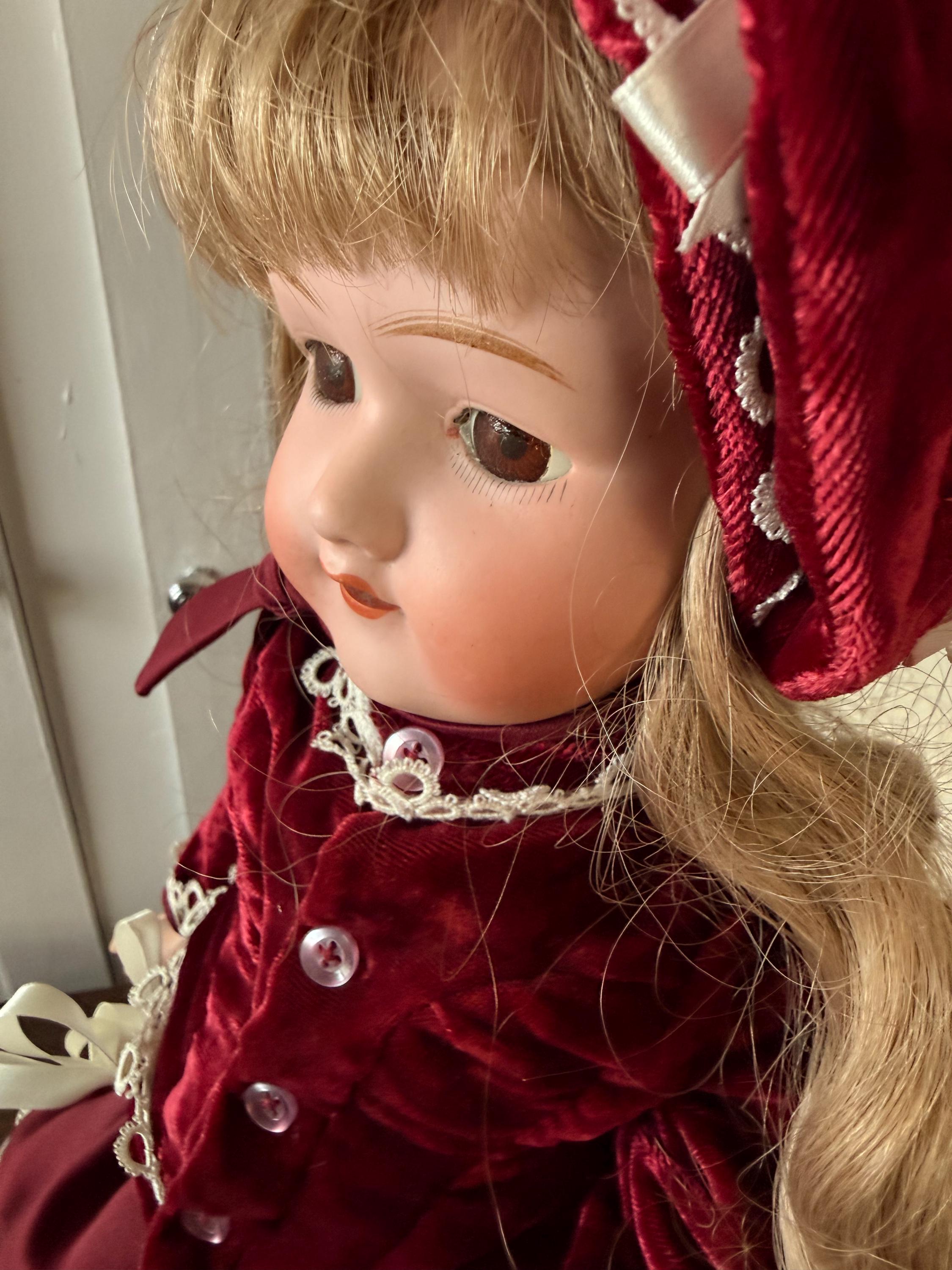 Antique 19" Antique Morimure Brothers Doll Japan Open Mouth with Teeth Brown Glass Eyes