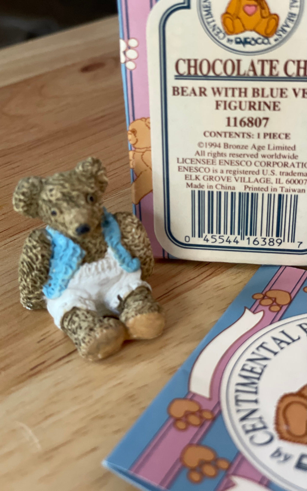 Enesco Centimental Chocolate Chip Bear with Vest Figurine #116807