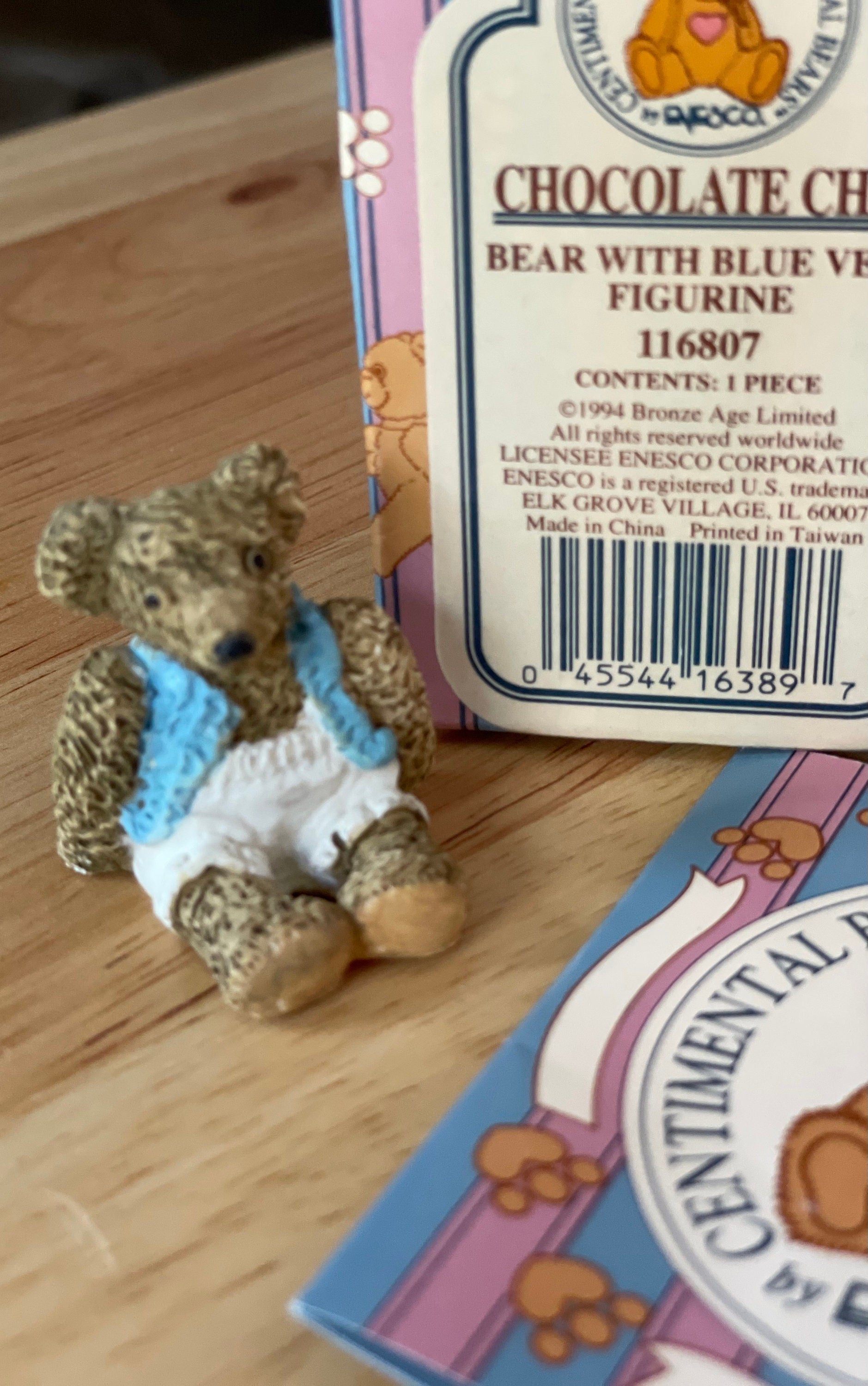 Enesco Centimental Chocolate Chip Bear with Vest Figurine #116807