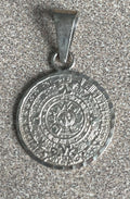 Unique Vintage Antique Taxco Mexico Sterling Silver 925 Sundial Aztec Pendant Necklace