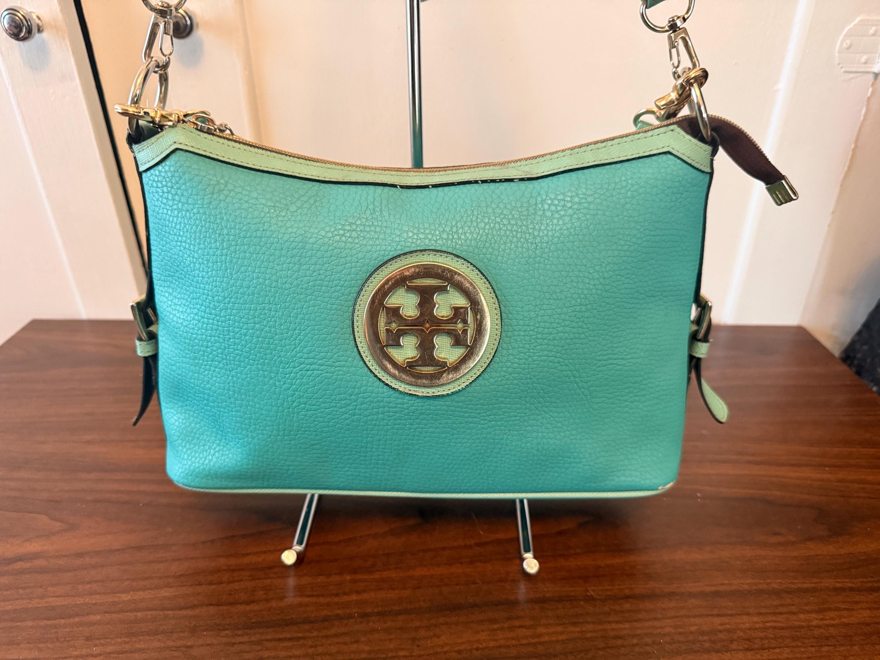Vintage Authentic Tory Burch Shoulder Purse Rare Color Turquoise Teal