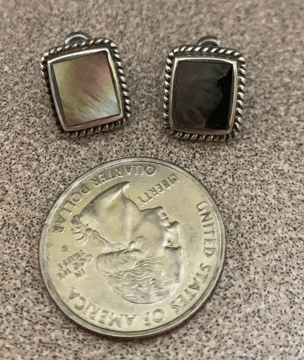 Beautiful Artist Signed PB Sterling Silver Abalone Post Earrings