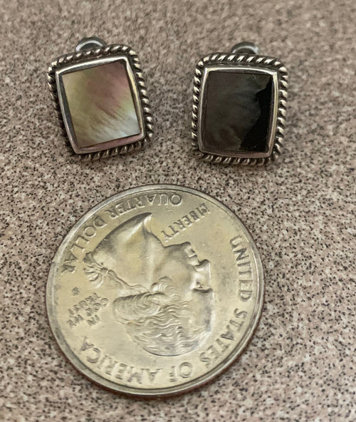 Beautiful Artist Signed PB Sterling Silver Abalone Post Earrings