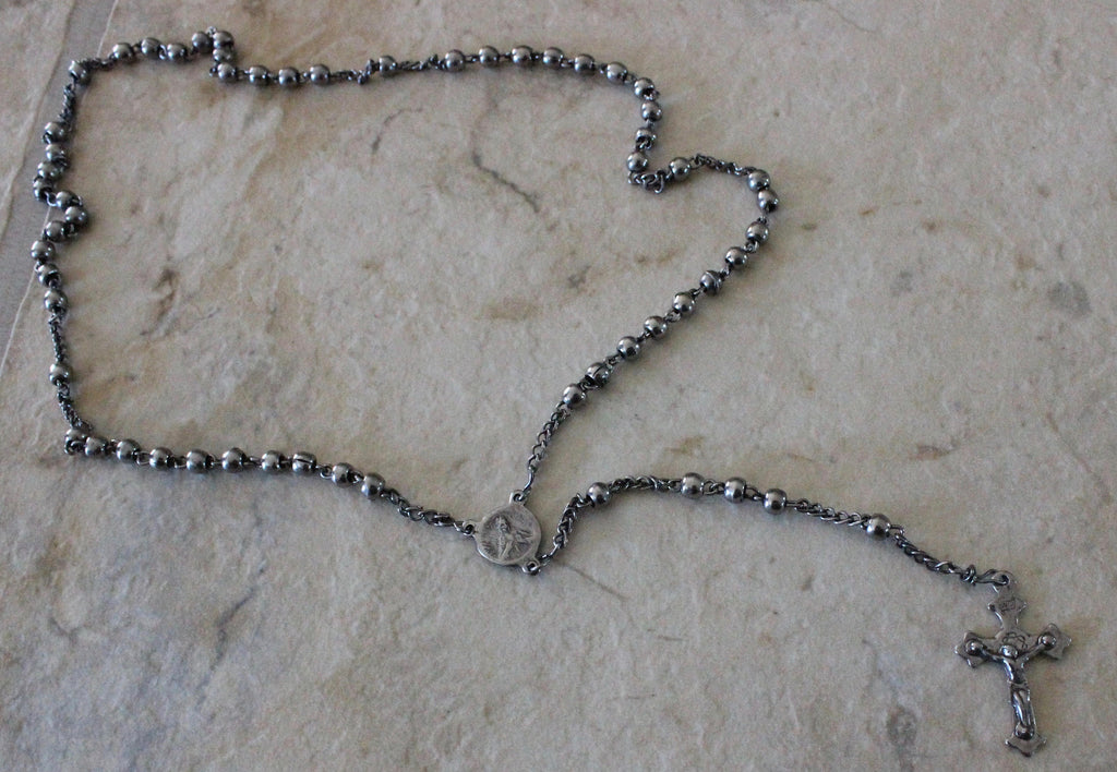 Unique Rear View Mirror Mary Madonna Religious Catholic Rosary Metal Beads Made in France