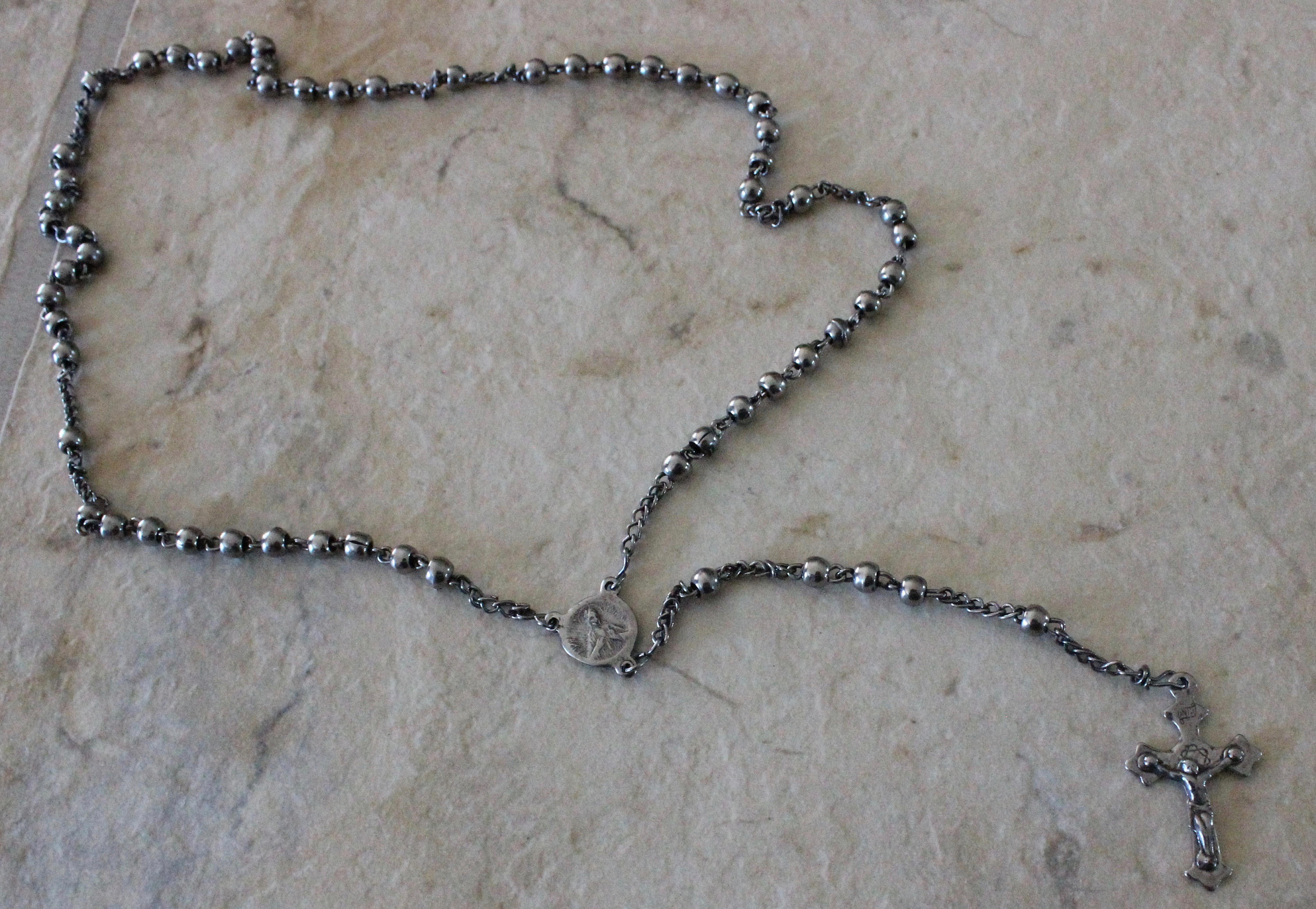 Unique Rear View Mirror Mary Madonna Religious Catholic Rosary Metal Beads Made in France