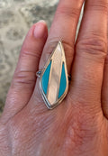 Vintage Artist Signed Native American Ring with Turquoise and Mother of Pearl Size 9