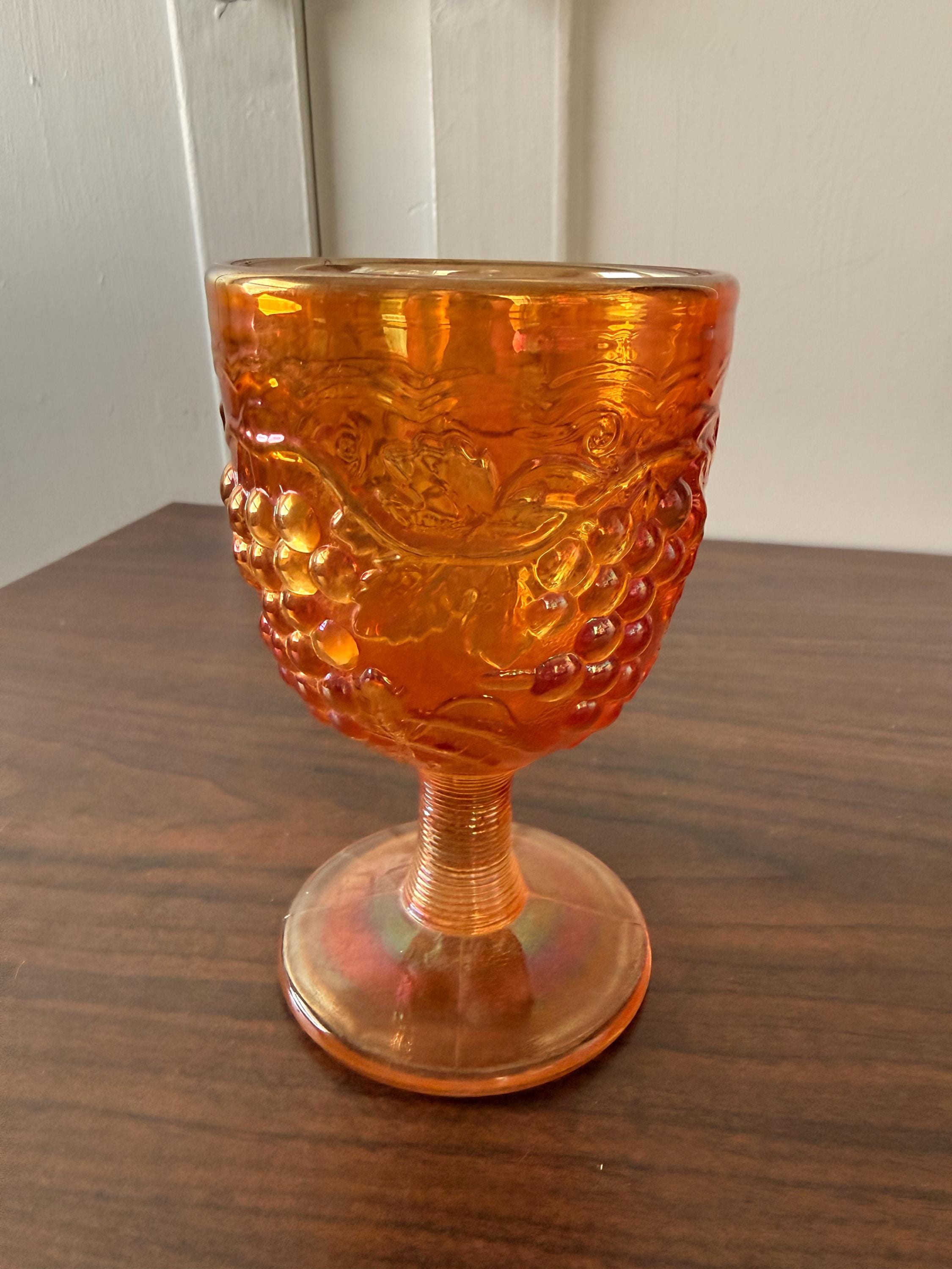Vintage Vintage Marked Imperial Marigold Carnival Glass Grape Goblet (1)