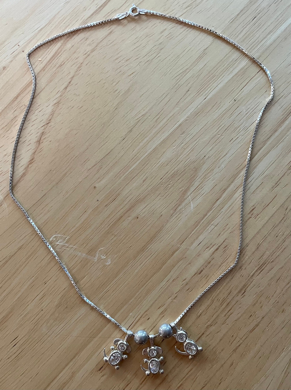 Sterling Silver Animal Lovers Necklace with 3 Topaz Dog and Cat Charms